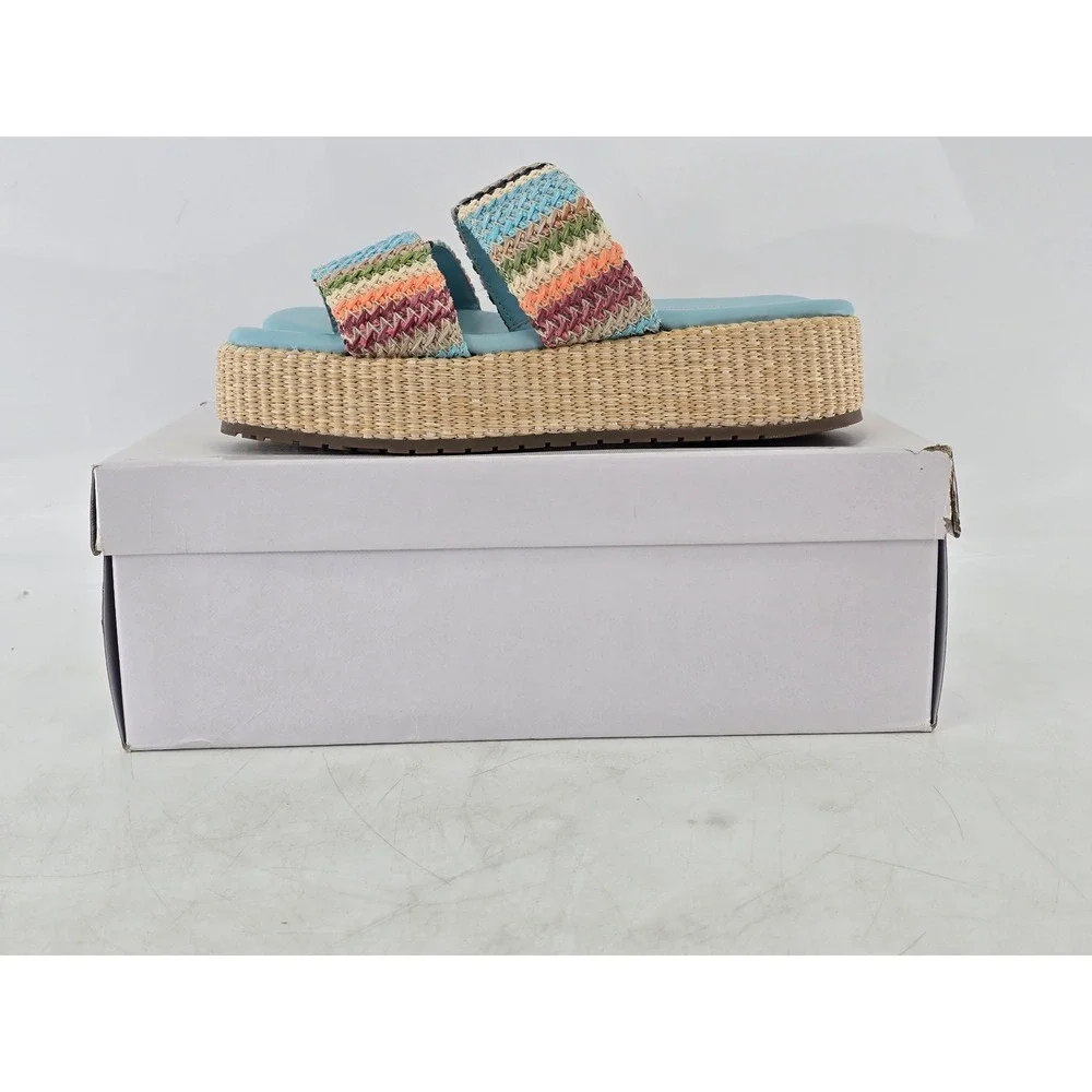 Marc Fisher Pelma Platform Sandals Womens 9M Light Blue Espadrille -NEW